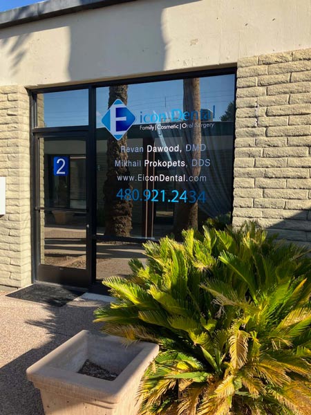 Entrance to a business offering financial services and tax preparation.